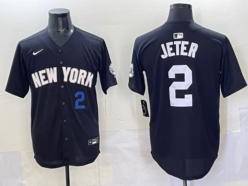 Men 2025 New York Yankees #2 Jeter black Nike MLB Jersey style 725007